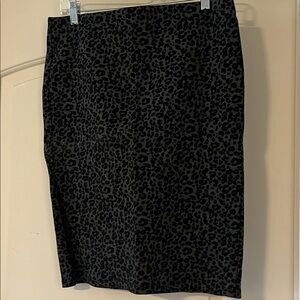 LOFT Black Leopard Print Pencil Skirt